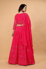 Georgette Pink Lehenga Choli Woman