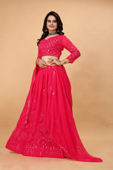 Georgette Pink Lehenga Choli Woman