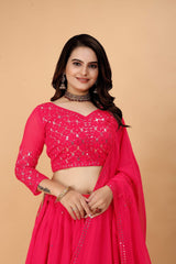 Georgette Pink Lehenga Choli Woman