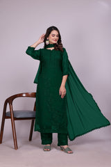 Luckhnowi Embroidery Green Suit