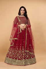 Maroon georgette lehenga choli - Bridal Wear