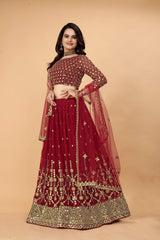 Maroon georgette lehenga choli - Bridal Wear