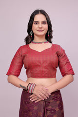 Maroon Soft Silk Saree