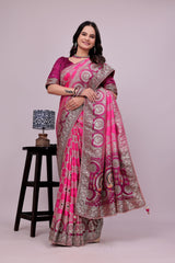 Heavy Silk Pink Saree