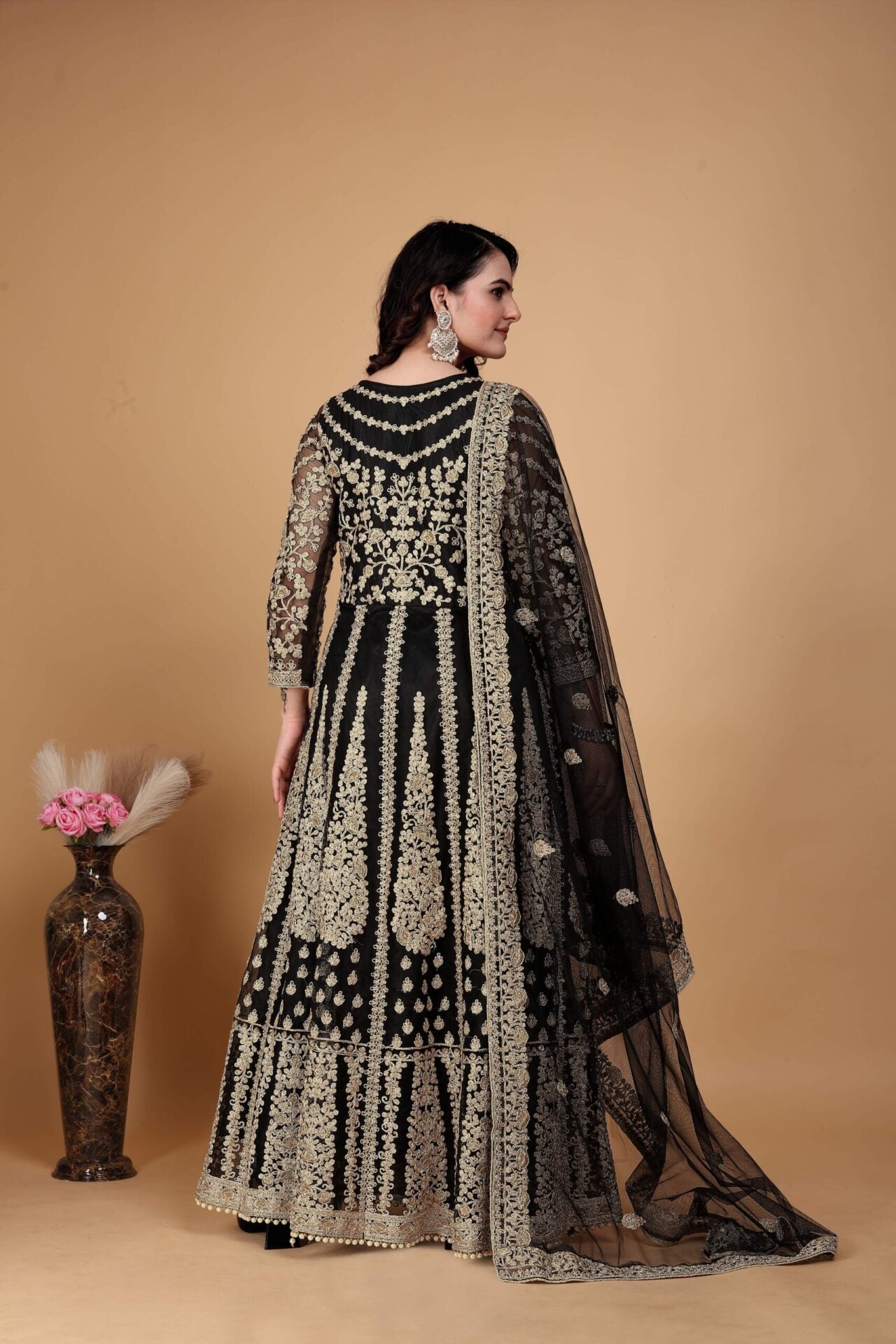 Black Anarkali Gown for Woman