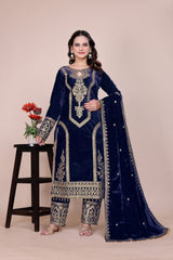 Golden Embroidery Velvet Suit