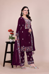 Sequence Embroidery Velvet Suit