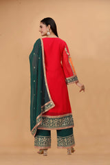 Traditional Embroidered Pakistani Plazo Suit