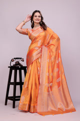 Mustard Banarsi Silk Saree