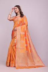Mustard Banarsi Silk Saree