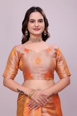 Mustard Banarsi Silk Saree