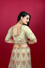 Pista Green Heavy Party Wear Lehenga Choli