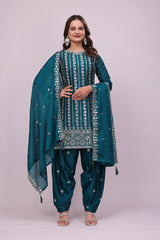 Women Teal Punjabi Suit