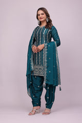 Women Teal Punjabi Suit