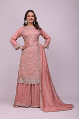 Plus Size Silk Embroidered Suit