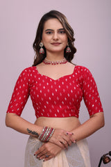 Chiffon Cream Red Saree