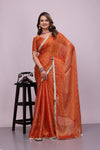 Orange Border Embroidery Saree