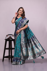 Women Sky Blue Soft Silk Saree