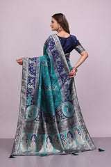 Women Sky Blue Soft Silk Saree
