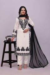 Off White Lucknowi Suit