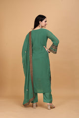 Green Embroidered Georgette Suit Women