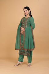 Green Embroidered Georgette Suit Women