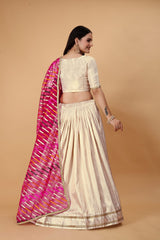 Silk Golden Lehenga Choli Women