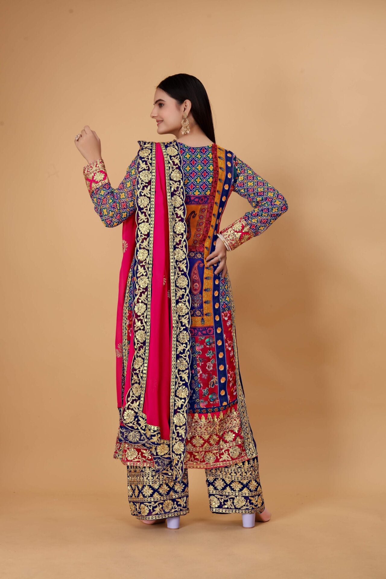 Women's multicolour palazzo pakistani suit