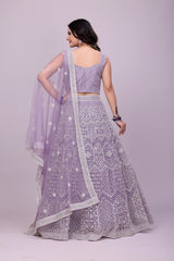 Purple Embroidery Lehnga