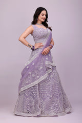 Purple Embroidery Lehnga