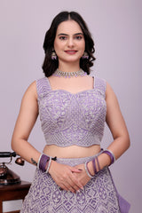 Purple Embroidery Lehnga