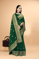 Green Embroidered Georgette Saree Women