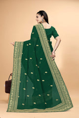 Green Embroidered Georgette Saree Women