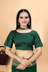 Green Embroidered Georgette Saree Women