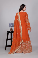 Rust Orange Sharara Suit