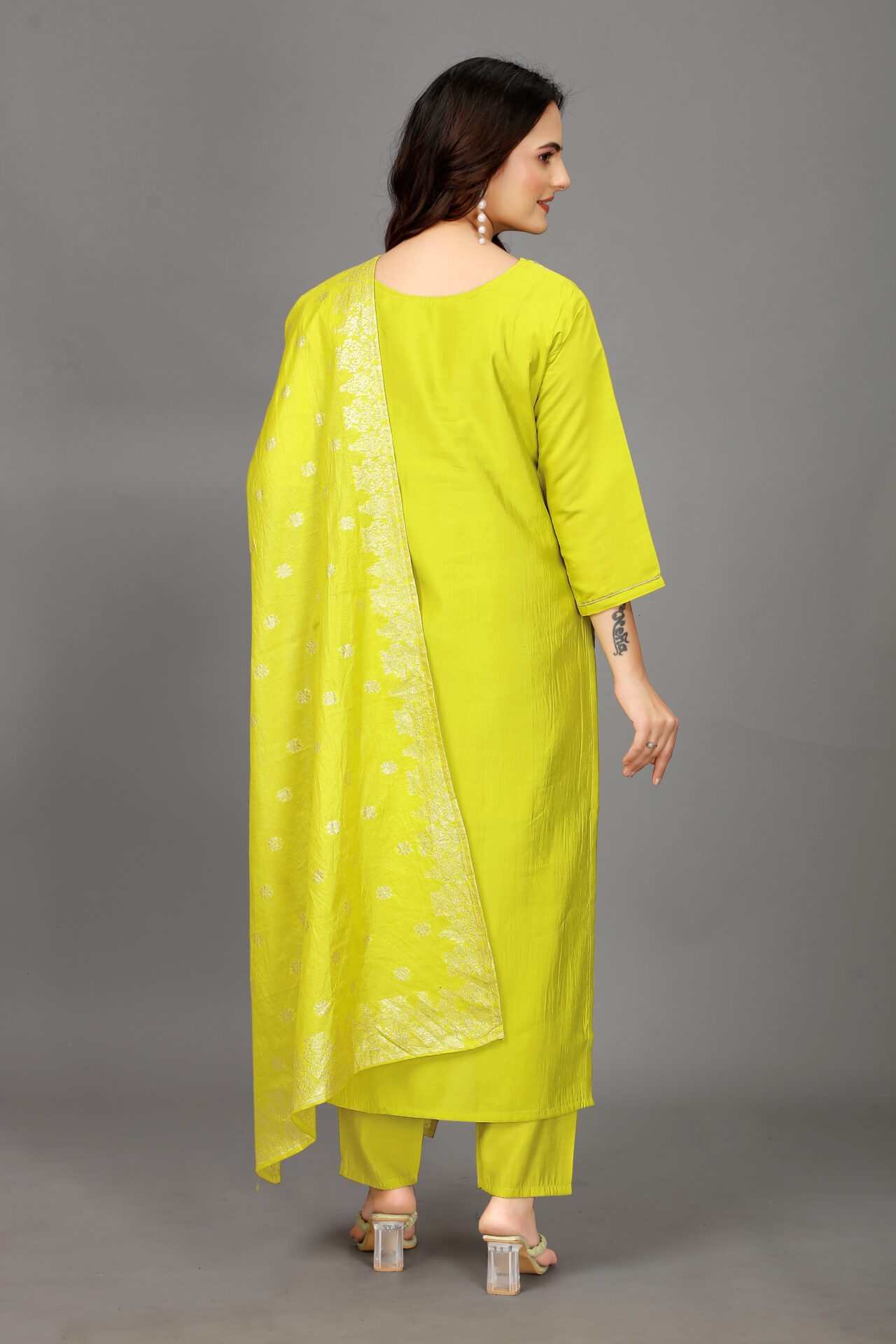 Zari Roman Silk Kurti Set