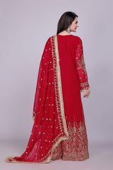 Maroon Heavy Sharara Suit