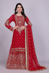 Maroon Heavy Sharara Suit