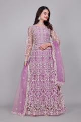 Heavy Floral Embroidery Net Anarkali Gown With Matching Dupatta
