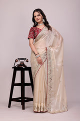 Seqince Embroidery Bordered saree