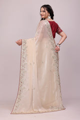 Seqince Embroidery Bordered saree