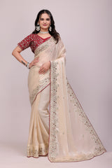 Seqince Embroidery Bordered saree