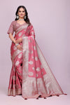 Pink Banarasi Silk Saree with Heavy Designer Blouse