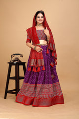 Purple Printed Lehenga Choli