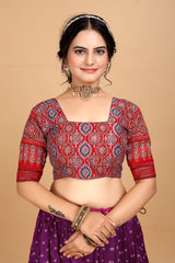 Purple Printed Lehenga Choli