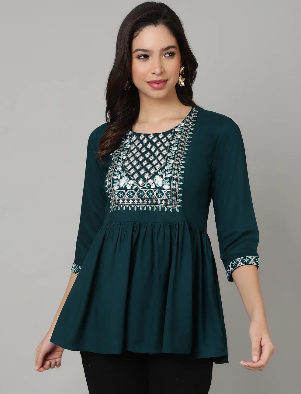 Embroidered Pure Cotton Top