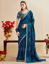Bandhani Saree With Embroidered Blouse