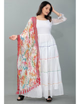 Chiffon White Gown With Digital Printed Duppata