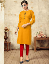 Cotton Kurti - Yellow