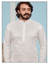 White Chikankari Kurta for Men